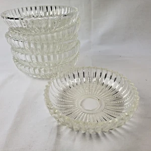 6 Pressed Cut Glass Chandelier Bobeches 3 7/8” D with 7/8” Center Opening Vtg - Picture 1 of 6