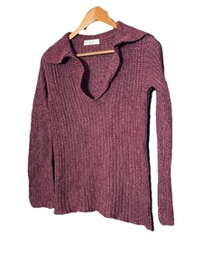 Vintage weinrot Häkel offen Strick Pullover Ärmel Oberteil M Kragen Herbst Boho Festival - Bild 1 von 13