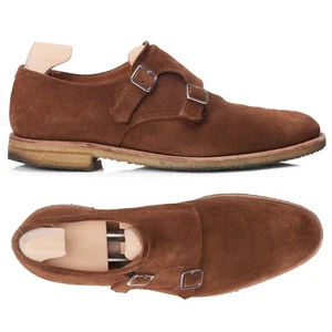 CROCKETT & JONES Brown Suede Double Monk Crepe Sole Shoes UK 8E US 8.5 - Picture 1 of 8