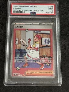 PSA9 CRISPIN TRAINER Special Illustration SIR Prismatic Evolutions Pokémon. Rare - Picture 1 of 2