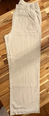 Pantalones de pierna ancha H&M de lino viscosa mezcla de algodón L beige nuevos con etiquetas Foto 1 de 4