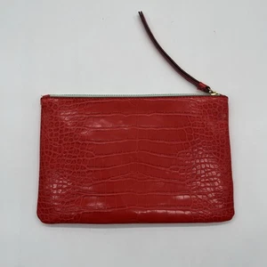 Bolsa Banana Republic Mediana Cremallera Brillante Geo Rojo Diseño Piel de Serpiente - Imagen 1 de 6