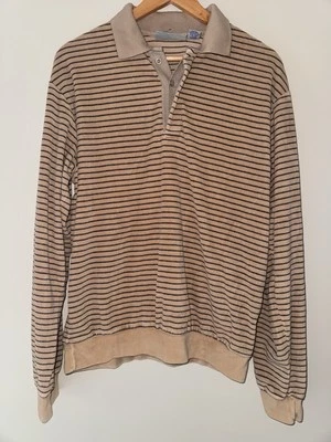 Vintage Trader Bay Men’s Velour Striped Long Sleeve Shirt Large - Image 1 of 4