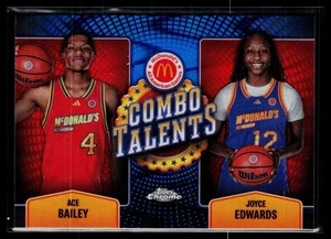 2024 Topps Chrome McDonald's Ace Bailey/Joyce Edwards Combo Talents Blue RayWave - Picture 1 of 2