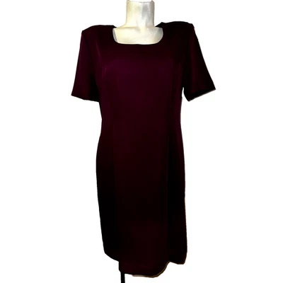 SAG HARBOR Dress Size 16 Cranberry SS Rear Zip Lined Sheath Office Work Dressy - Image 1 of 4