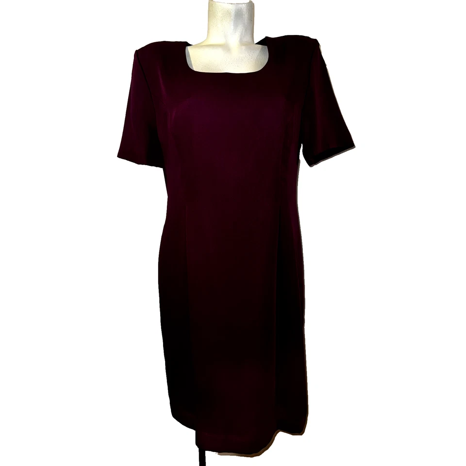 SAG HARBOR Dress Size 16 Cranberry SS Rear Zip Lined Sheath Office Work Dressy - Image 1 of 4