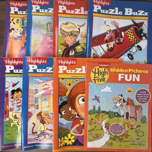 8 Highlights Puzzle Buzz Hidden Picture Books Stickers Mazes Games Summer - Picture 1 of 6