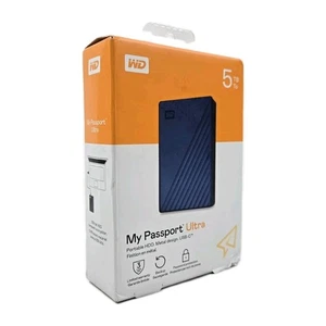 Disque dur externe ultra portable WD 5 To My Passport - USB-C / Bleu neuf scellé - Photo 1/6