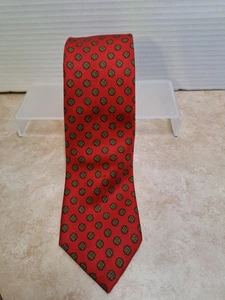 Polo By Ralph Lauren Handmade Red Diamond Print Silk Necktie - Picture 1 of 5