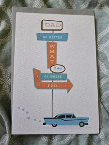American Greetings Dad Birthday Card – Classic Car Retro Sign Design Sentimental - Picture 1 of 4