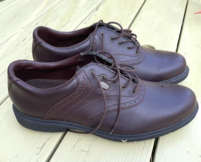 男式 9.5 Callaway CG 运动高尔夫鞋钉棕色皮革 — 第 1/4 张图片