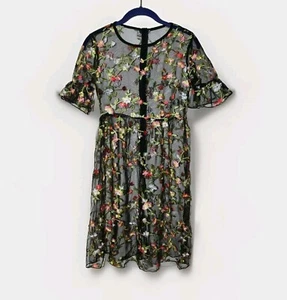 Girls Floral Embroidered Mesh Dress Girls sz Small S Social Party Dress NEW - Picture 1 of 8