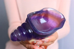 470g Top Natural Fluorite Conch Quartz Skull Crystal Specimen Reiki Healing Gift - Picture 1 of 8