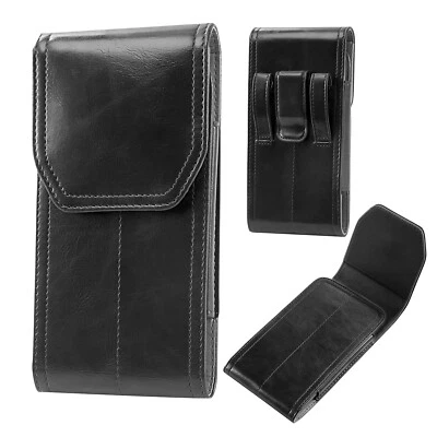Vertical PU Leather Belt Clip Pouch Case Cell Phone Waist Carrying Bag Univers - Image 1 of 4