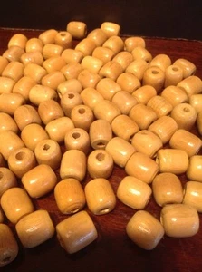 5/8" Wood Barrel Bead Lot Of 100 Natural For Crafts, Macrame, Jewelry Etc - Picture 1 of 2