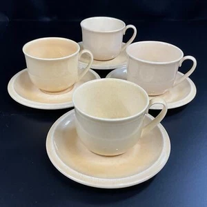 Vintage Franciscan Sea Sculpture Sand Cup & Saucers Tan USA Set of 4  - Picture 1 of 8