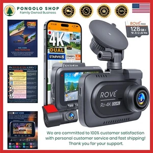 ROVE Cámara de tablero dual R2-4K frontal y trasera, sensor STARVIS 2, tarjeta... - Imagen 1 de 10