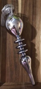 SILVER Optic Mercury Glass Tear Drop Double Finial Ornament “Possibly Dept 56” - Picture 1 of 5