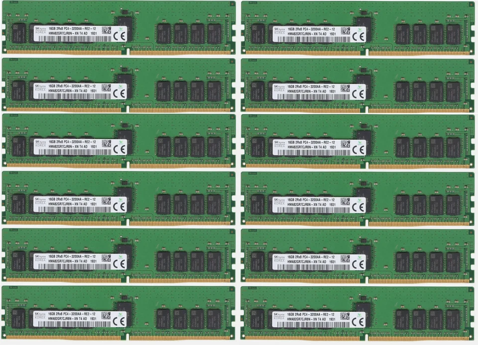 192GB 12x 16GB Hynix DDR4 3200MHz ECC REG PC4 Server Workstation RAM Registered - Bild 1 von 1