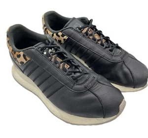 Adidas Damen Sl Andridge Turnschuhe schwarz Leder Kalbshaar Leopardenmuster Größe 9,5 - Bild 1 von 7