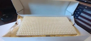 Vintage Women's White Clutch Purse Handbag Beaded In Box - Picture 1 of 5