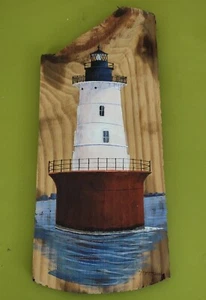 Vtg Hooper Island Lighthouse Painting by Linda Amtmann #23. Signed. BK - Picture 1 of 9