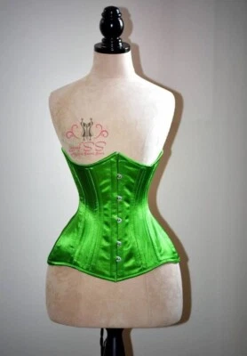 Corsé de satén de loro deshuesado debajo del busto de acero entrenador de cintura resistente para mujer, EE. UU. Foto 1 de 4