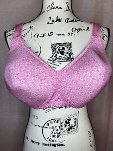 Comfort Choice Bra Full Coverage Wireless Pink Floral 40DDD Pretty Plus Size
