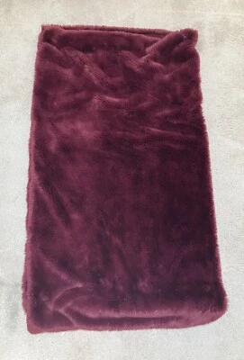 Anthropologie Faux Fur Throw Blanket Maroon Red 60” x 70” Pls Read - Image 1 of 4