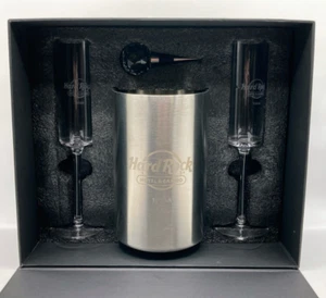 Juego de 2 vasos de champán Hard Rock Hotel Casino Tulsa cubo de hielo tapón de cristal - Imagen 1 de 2