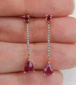 Pear Cut Lab Created Diamond Christmas Special Gift Earring Yellow Gold Finish - Picture 1 of 12