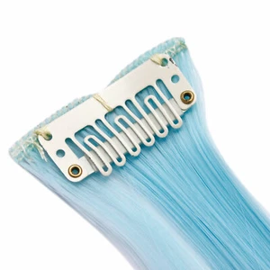 20" Clip In Hair Extensions HIGHLIGHTS Turquoise Straight 8pcs 1" 50g - Picture 1 of 2