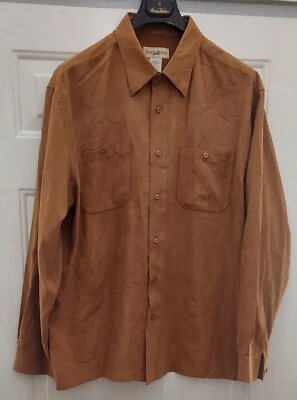 CAMISA TRAVELSMITH HOMBRE CANELA MARRÓN POLIÉSTER IMITACIÓN GAMUZA MANGA LARGA TALLA XXL Foto 1 de 4