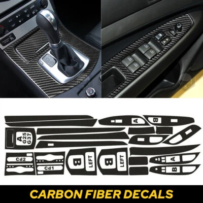 Set Carbon Fiber Full Interior Kit Cover Trim For 2010-2016 Infiniti G25 G37 S - Image 1 of 4