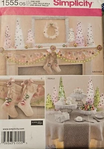 Simplicity Pattern 1555 Christmas Decorations: A and B Swag, C Stocking, D Wreat - Picture 1 of 2
