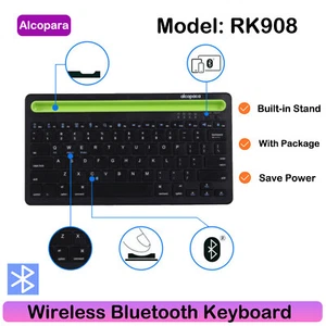 Teclado Bluetooth Inalámbrico de Plástico Alcopaca ARK908 Soporte Incorporado con Paquete - Imagen 1 de 9