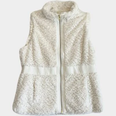 Chaleco para mujer MARC NEW YORK Andrew Marc imitación piel cremallera frontal talla L blanco cremoso Foto 1 de 4