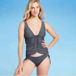 Camiseta de natación Kona Sol Tankini central cincha picadura corte bajo gris - elige la talla - Imagen 1 de 9