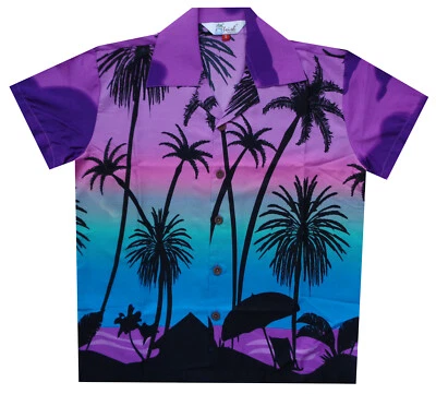 Hawaiian Shirts Boys Coconut Tree Beach Aloha Party Camp Short Sleeve Holiday - Image 1 of 2