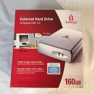Iomega 160GB Desktop Hard Drive External Hi-Speed USB 2.0 PC/Mac New Open Box FS - Afbeelding 1 van 10