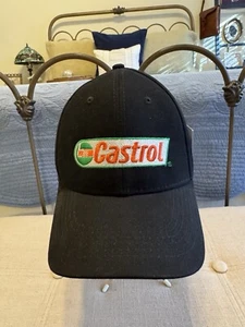 Castrol Oil Hat Cap Adjustable Strap back, black with embroidered logo NEW - Picture 1 of 10