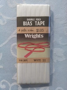 4 yards White 1/4" wide Double Fold Wrights Bias Tape - Picture 1 of 2