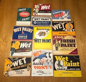 13 Vintage 1950's WET PAINT Signs DUTCH BOY / EAGLE / LAWRENCE / PITTSBURGH / + - Picture 1 of 15