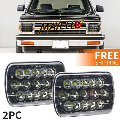 7x6" 5x7 Squared LED Headlights Hi/Lo For 1982-1993 Chevrolet S10 Blazer GMC S15 - Image 1 of 4