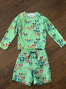 Boys Kids Baby Gap Disney Mickey Mouse Bathing Suit Rash Guard Set Size 5 MINT - Picture 1 of 2