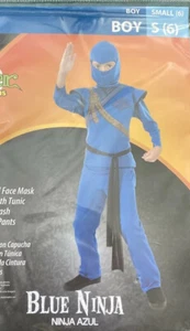 Boys Halloween Costume BLUE NINJA Complete Outfit SIZE S / 6 SMALL NEW SEALED - Picture 1 of 3