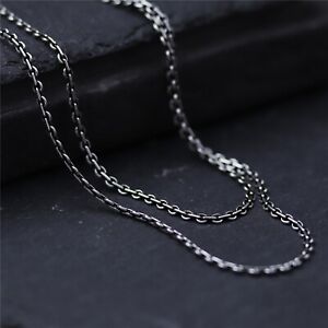  Fine Real S925 Sterling Silver Chain Women Men 2mm O Link Necklace 22inch 
