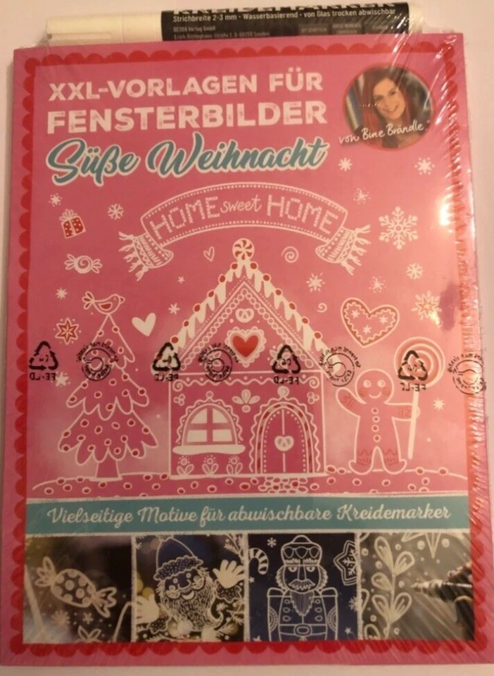 BINE BRÄNDLE XXL Vorlagen für Fensterbilder "Süße Weihnacht" - mit Kreidemarker" Neu & OVP