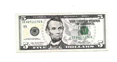 2006-$5.DOLLAR NOTE WITH FANCY NUMBER (66711176) GREAT BILL. - Image 1 of 2