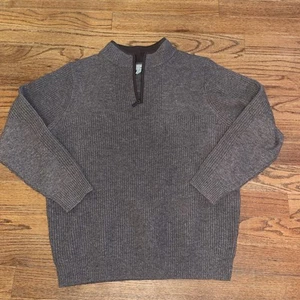 L.L Bean Herren 1/4 Zip Pullover Lammwolle Strick Opa Sweater Braun Gr. XL Tall - Bild 1 von 10